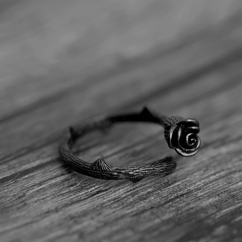 

Rose Simple Fresh Silver Color Temperament Personality Fashion Female Trendy Resizable Opening Rings SRI020