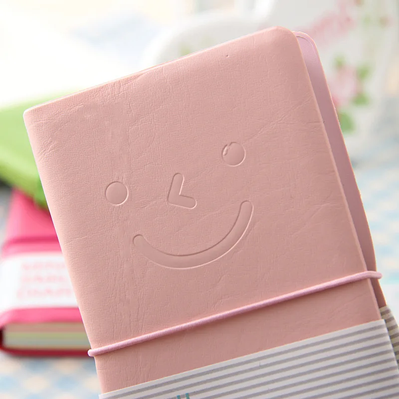 Корейские студенты канцелярские кожаный блокнот смайлик конфеты цвет Мини