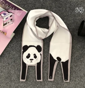 panda 120 см x 10 см,, шарфы, трехмерный шелковый шарф в виде животного, тигра, кошки, собаки, шарф для родителей и детей, уникальный дизайн, сумка в комплекте G - Цвет: panda