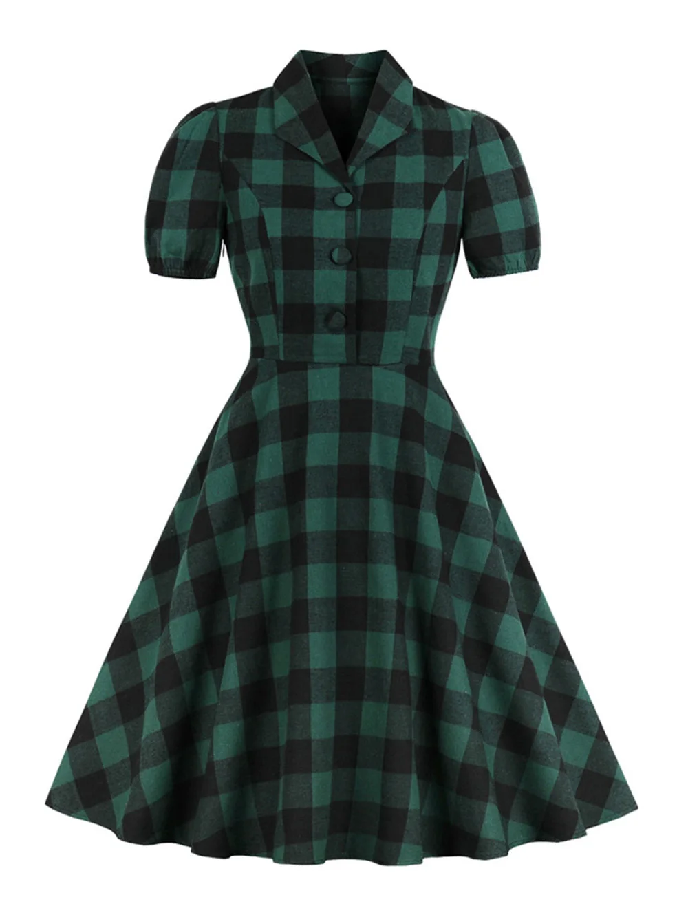 Army Green Joineles, 1960 s, Одри Хепберн, женское винтажное платье, отложной воротник, короткий рукав, летнее ретро платье, элегантное, в клетку, вечерние, Vestidos - Цвет: Army Green