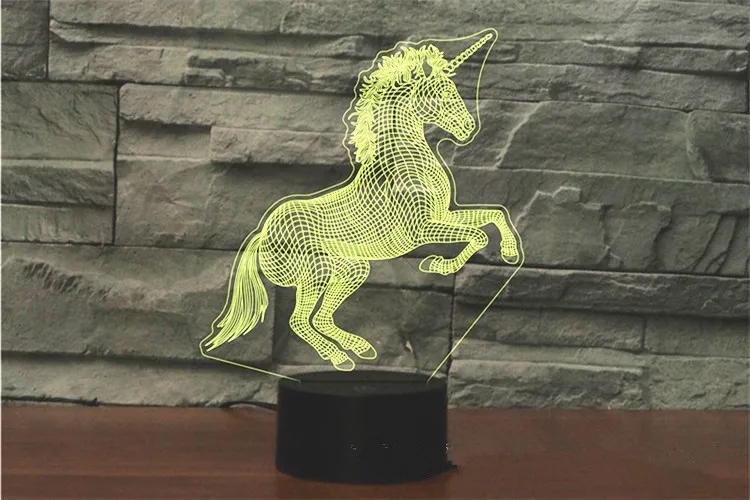 horse 3D лампа ночник семь цветов Животные Многоцветный RGB лампа Рождественский Декор Детские Подарочные игрушки сенсорный пульт дистанционного управления настольная лампа - Испускаемый цвет: horse