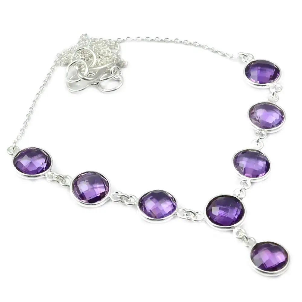 

Genunie Amethyst Necklace 925 Sterling Silver, 49 cm, MHBNE0164