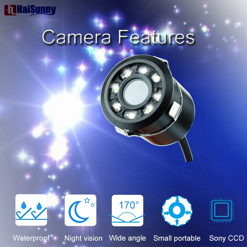 

HaiSunny 8LED подсветка ночного видения HD автомобильная парковочная камера заднего вида с 170 углом обзора Водонепроницаемая