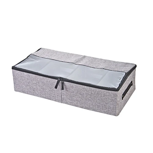 Dark Gray Льняные коробки для хранения обуви Ящики видимая молния Органайзер защитный держатель ручка контейнер для домашнего гардероба организации аксессуаров - Цвет: Dark Gray