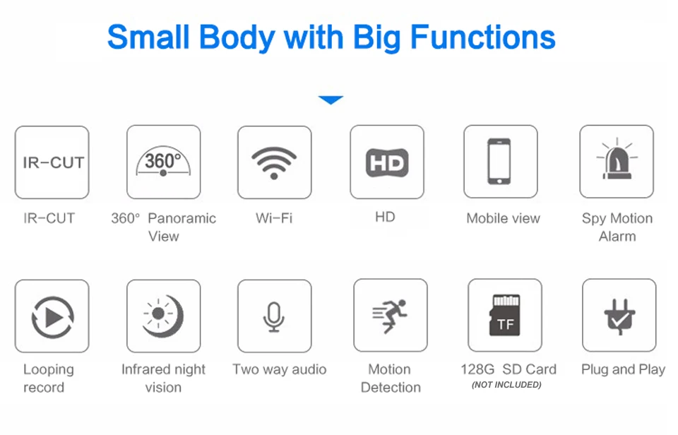 ZILNK Горячая мини лампа светильник WiFi камера рыбий глаз 1080P HD Беспроводная ip-камера 360 градусов Панорама объектив Поддержка 128 ГБ TF Карта