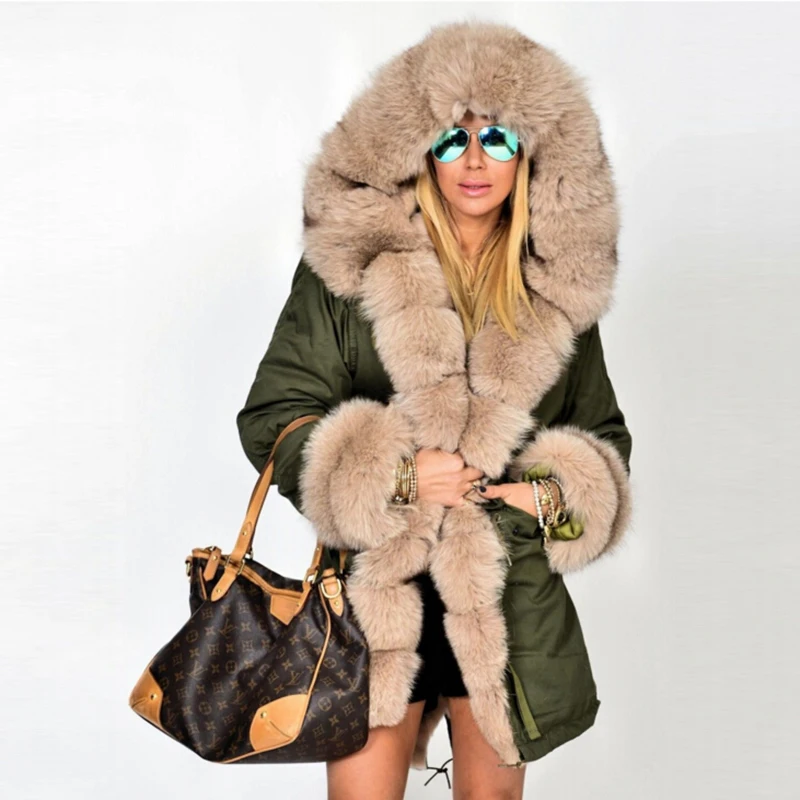CKMORLS New Real Fox Fur Parka Women Winter Coat Casual Long Jacket With Collar Thick Warm Outerwear Natural Parkas | Женская одежда