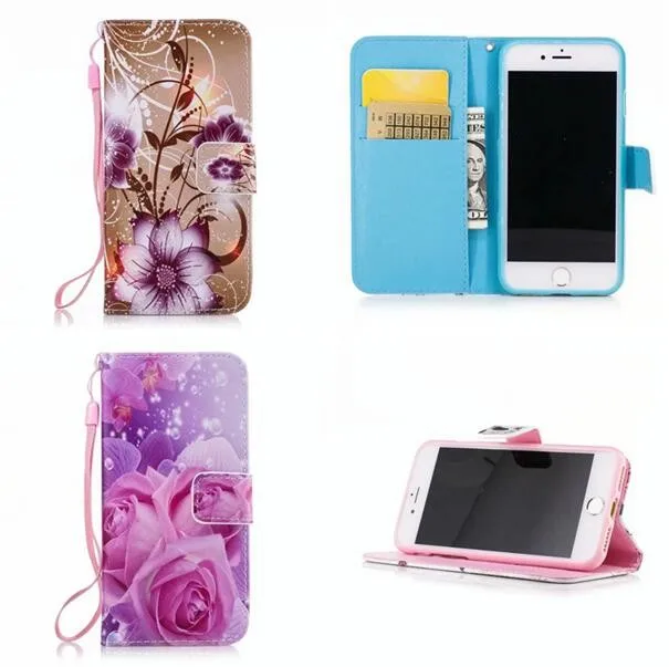 Кожаный чехол кошелек из ТПУ для iphone 7 6 6s Plus 5S SE Huawei P8 P9 Lite с изображением черепа