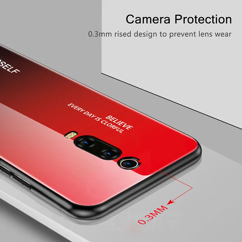 Keajor Case For Xiaomi Redmi K20 Mi9T Pro Gradient Tempered Glass Bumper Fundas Luxury Back Cover Mi 9t K20Pro |