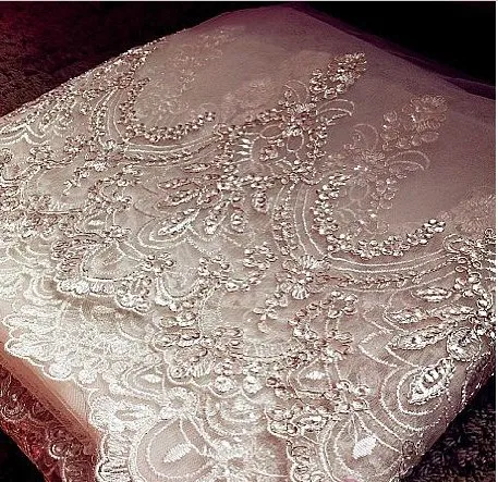 Новинка 1T Соборная элегантная Кружевная аппликация цвета слоновой кости Длинная