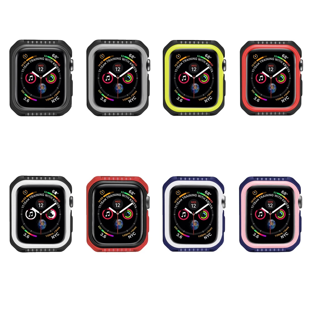 Жесткий защитный чехол из силикона и поликарбоната для Apple Watch 5, 4, 40 мм, 44 мм, защитный чехол-бампер для iWatch Band Series 3, 2, 1, 38 мм, 42 мм
