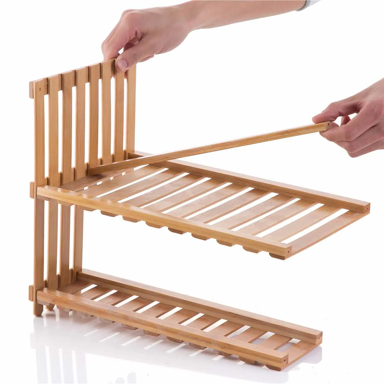 double layers wood storage rack kitchen spice rack book seasoning jar bottle holder bamboo desktop organizer racks shelves free global shipping