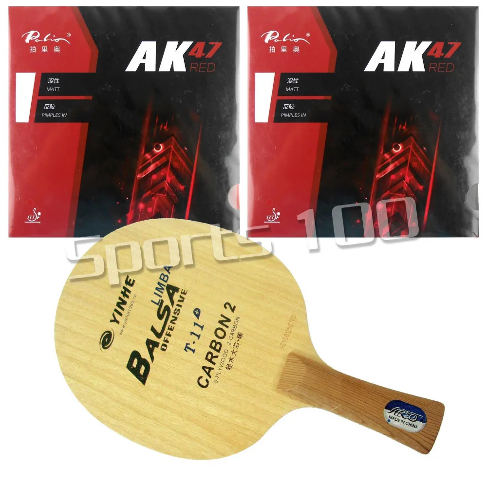 Pro Combo ракетка Galaxy YINHE T-11+ лезвие с 2x Palio AK47 красный H45-47 каучуков длинные Shakehand FL