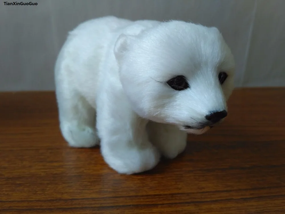 

simulation polar bear about 15x6x9cm hard model prop polyethylene&furs white bear handicraft decoration gift s1628