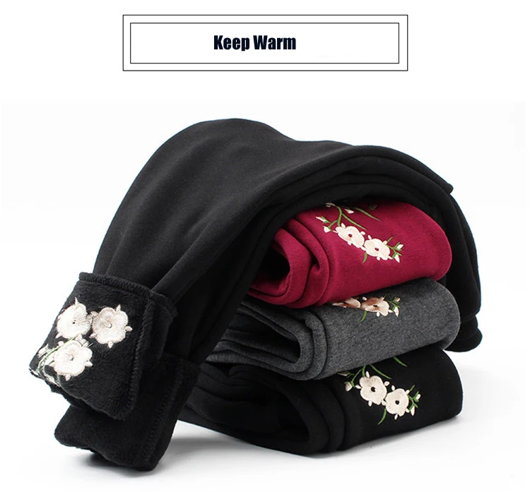 Autumn Winter 3D Embroidery Thick Harem Pants For Girls Trousers Child Fashion Warm Fleece Elastic Waist Kids | Детская одежда и