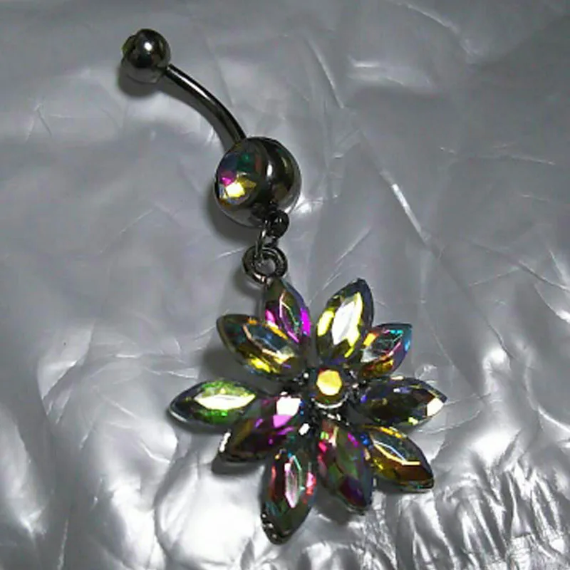 Новое поступление 2017 пирсинг для пупка с опалом и цветком серьги 14 г пикантное
