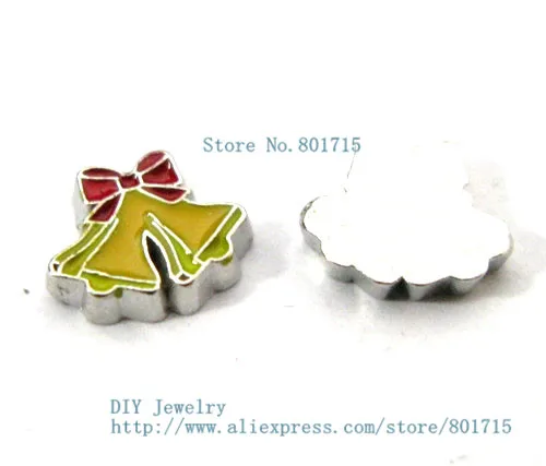 As gift New Style FC331 Christmas bell 10pcs DIY floating locket living charms for Glass Floating Locket s friends | Украшения и