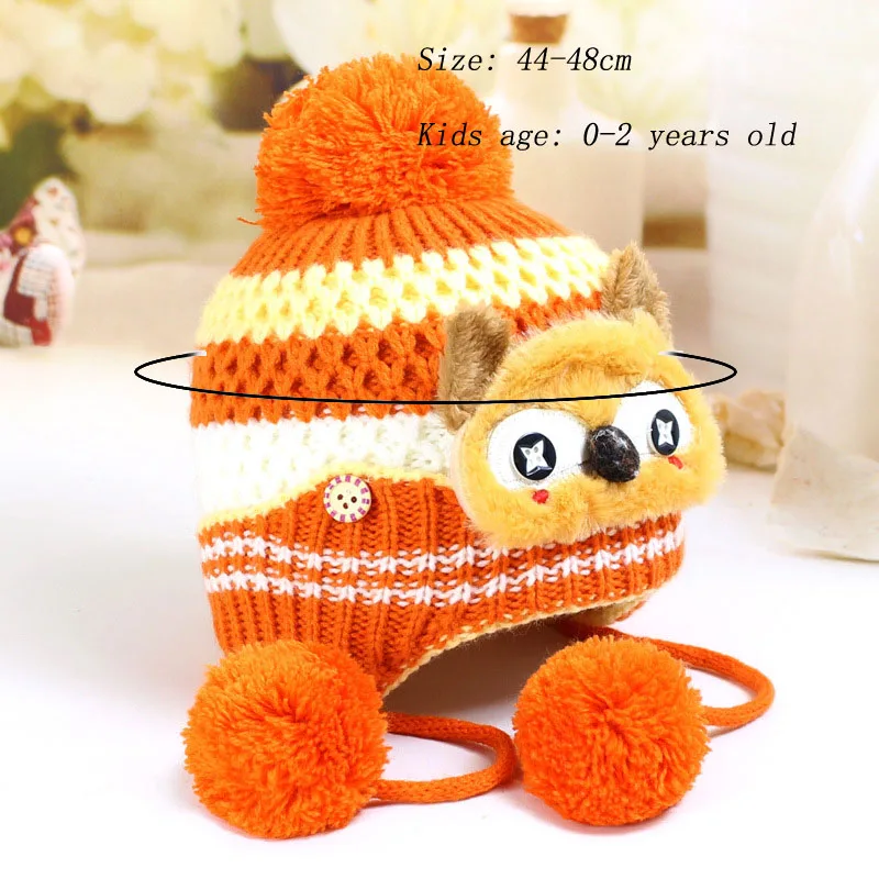 Теплые милые миленькие в японском стиле с рисунком лисы Детские вязаные шапки