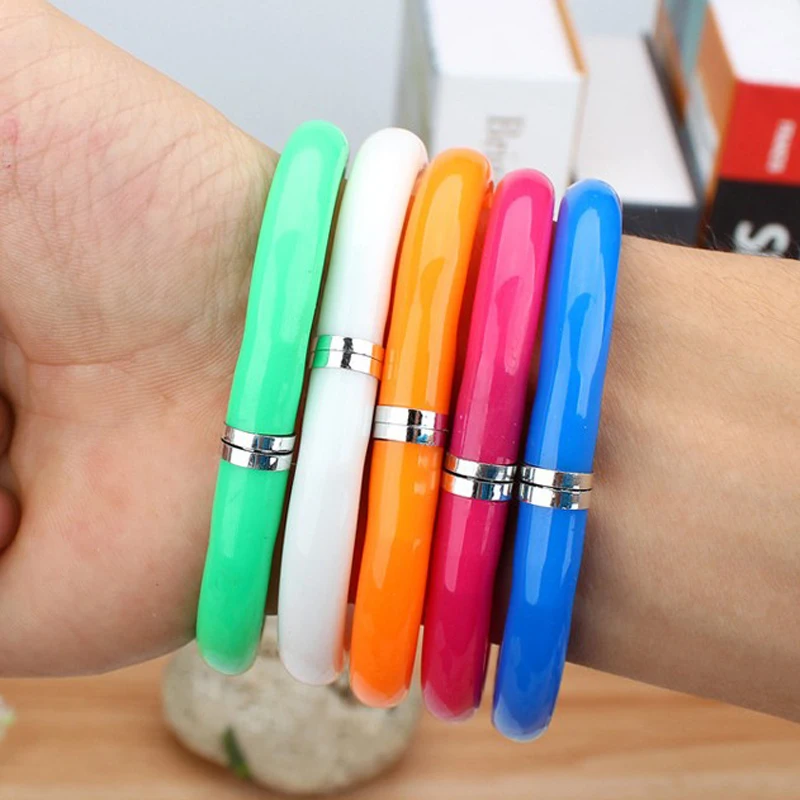 

3PCS Candy Color Creative Bracelet Ballpoint Pen Sgift Can be Bent Wearing arm Bracelet Pen Learning Office Supplies