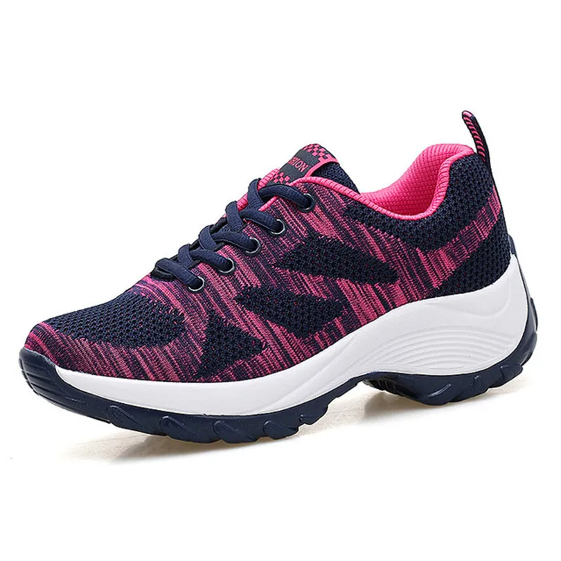 LIN KING/Повседневная обувь больших размеров на танкетке для женщин дышащие женские