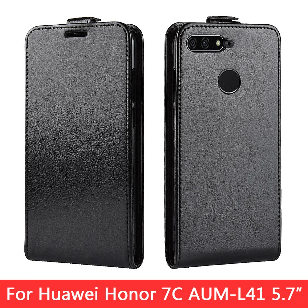 flip leather case for huawei honor 7c aum l41 5 7 russia version phone cover for huawei honor 7x 7c pro case with card slot free global shipping