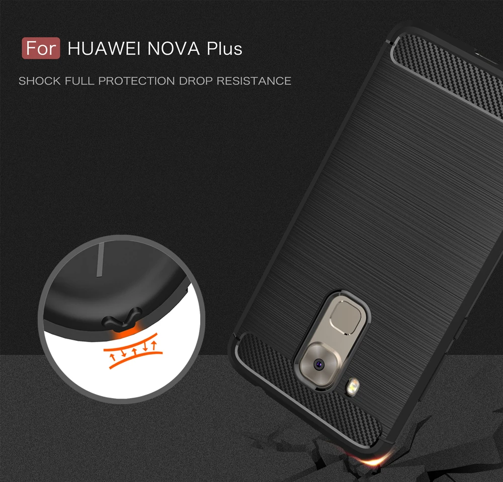 Для Huawei Nova Plus Телефон Случаях Роскошные Матовый Углеродного Волокна Case Обложка