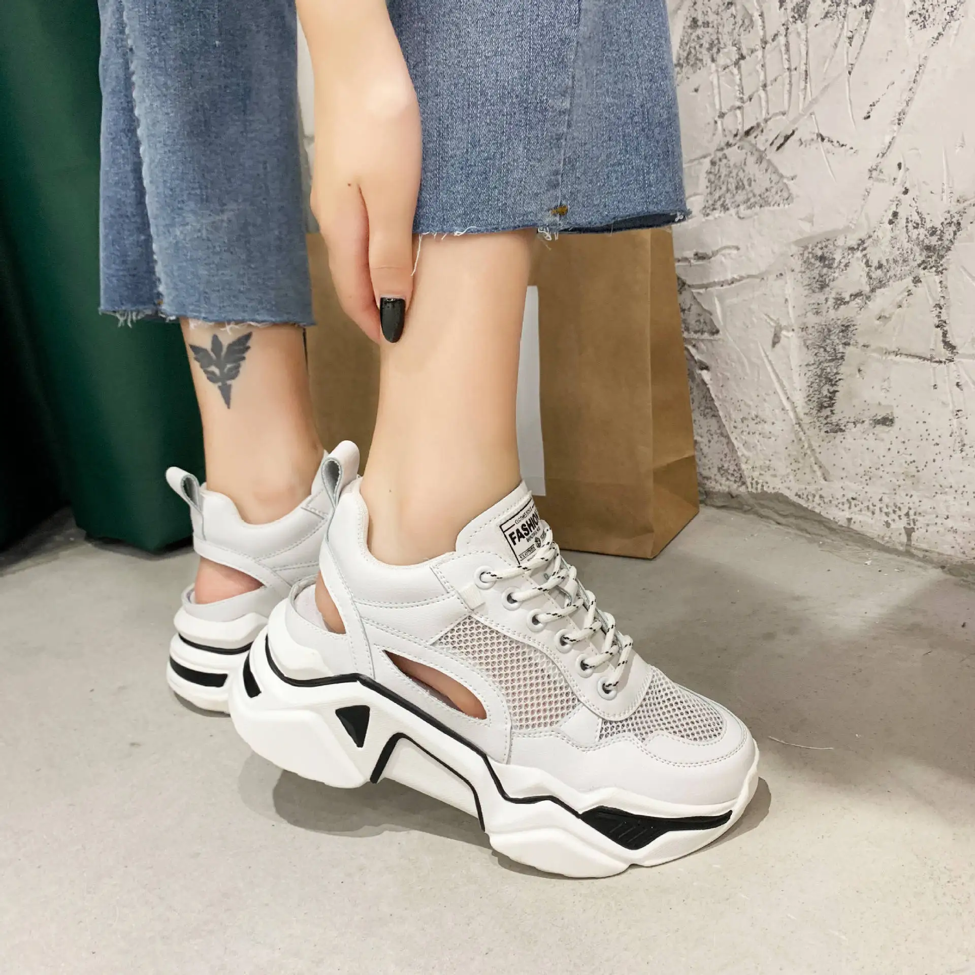 DORATASIA New INS Hot Summer Breathable Dad Shoes Woman mixed-color Mesh Sneakers Women Fashion lace-up Flats