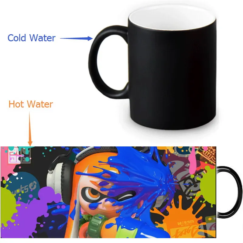 Splatoon 350ml/12oz Heat Reveal Mug Color Change Coffee Cup Sensitive Mugs Magic Milk Tea Cups | Дом и сад