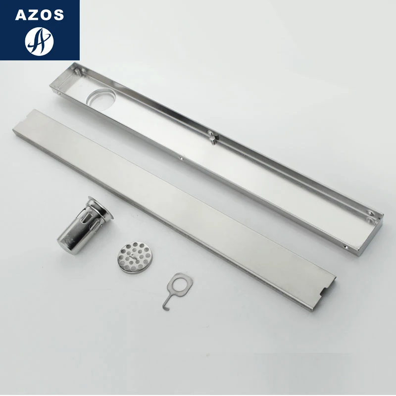 AZOS SUS304 stainless steel Shallow water seal floor drain shower room Fast drainage Deodorant/Fast 1000*68mm rectangle | Обустройство
