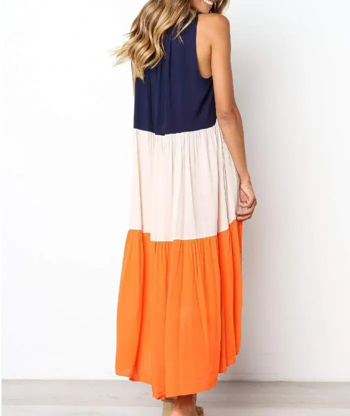 Женское Повседневное платье без рукавов Свободное длинное пляжное с градиентной