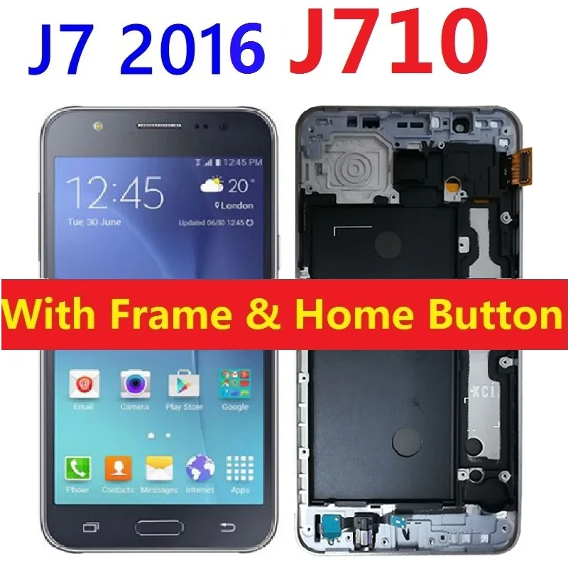 Сенсорный ЖК экран с дигитайзером в сборе и рамке для Samsung Galaxy J7 2016 J710F J710FN J710FN/DS