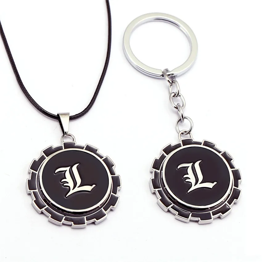 Брелок с логотипом Death note черный сплав цинка под ключ цепочкой подвеской в виде