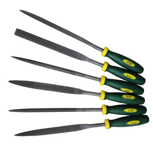 

Useful 6 Pcs Plastic Handle Flat Square Round Needle Files Set