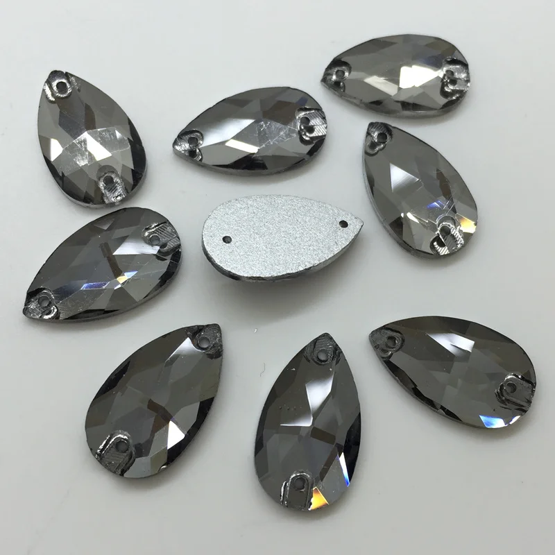Tear Drop пришить стекла цвета горный хрусталь Black Diamond швейных кристаллов для платье
