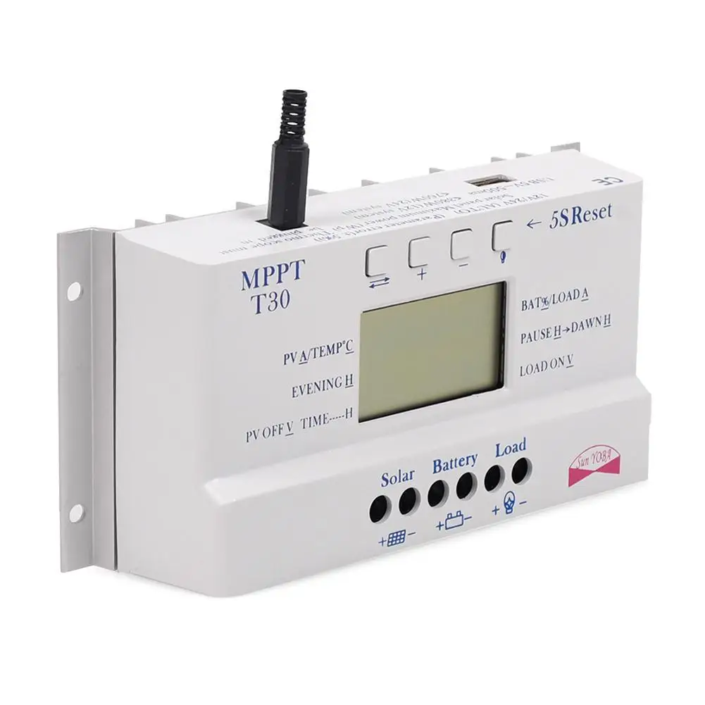 Регулятор солнечной панели LCD 30A 12 V/24 V MPPT Контроллер заряда и USB Три таймера A391 |