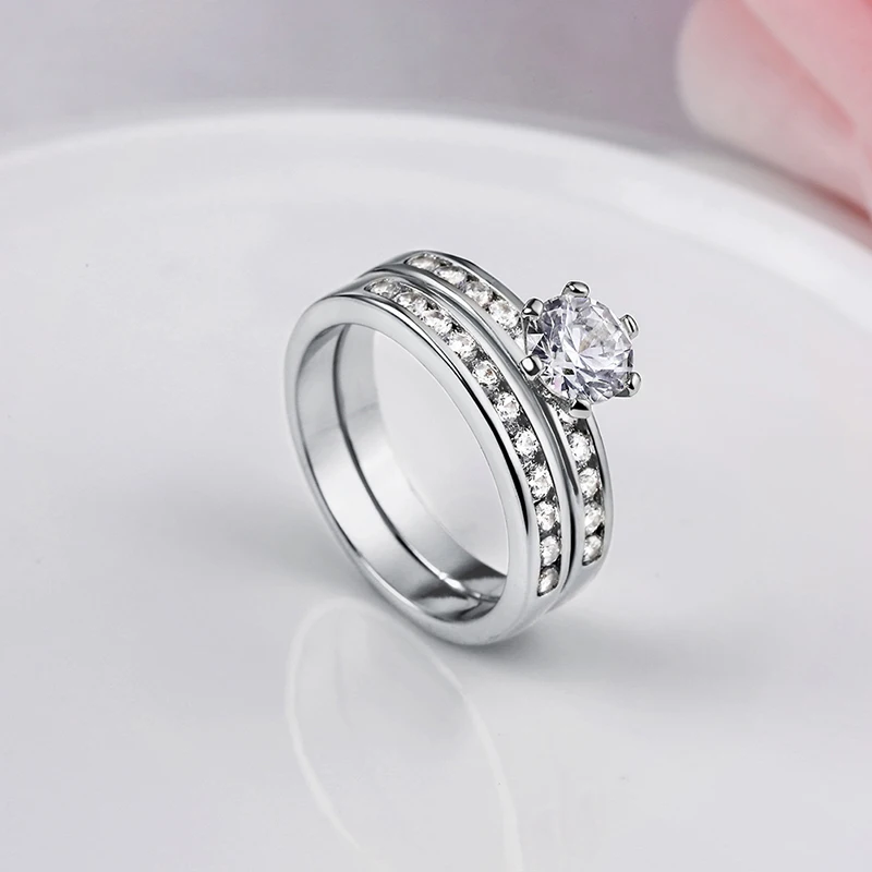 Чистый снег Новая мода Круглый Обручальные кольца Свадебные Наборы для ухода за