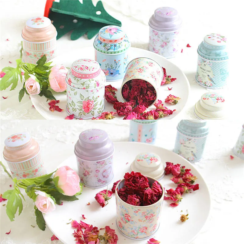 1 шт. винтажный стиль серия цветов металлическая коробка для чая Милая жестяная