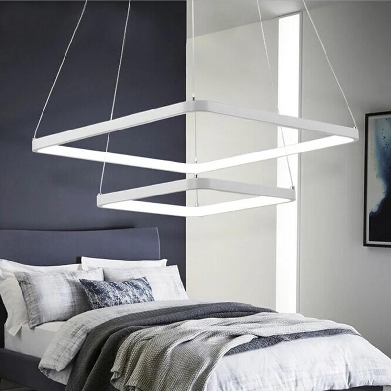 Современные акриловые квадратные кольца светодиодные подвесные светильники для