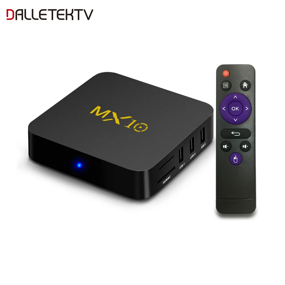 Android 8,1 MX10 Qsuad-Core 4G 64G ТВ приемник 4K 2,4 GHz WiFi RK3328 H.265 декодер Smart Android tv Box медиаплеер