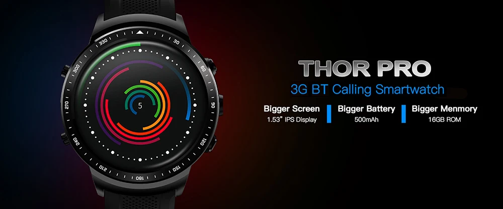Смарт-часы Zeblaze Thor PRO для мужчин, 3g, gps, WiFi, Android 5,1, MTK6580, четыре ядра, 1 ГБ, 16 ГБ, 2,0 Мп, камера, монитор сердечного ритма, умные часы