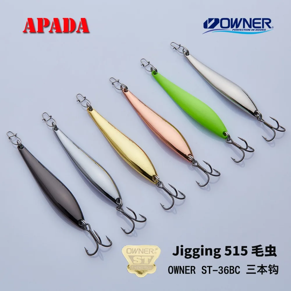 APADA Jigging 515 гусеница усиленный тройной крючок + перо 10 г 64 мм рыболовные приманки