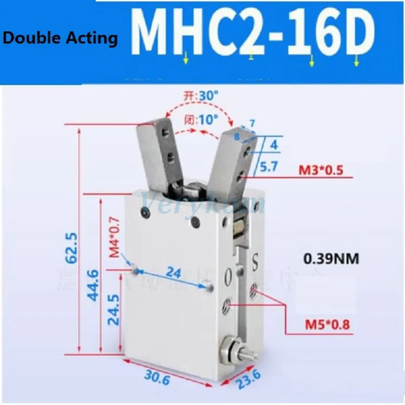 Пневматический цилиндр захвата пальцев газовый зажим 16 мм воздушный поршень
