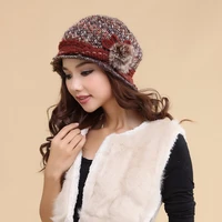 charles perra women hats winter thicken double layer thermal knitted hat handmade elegant lady casual wool cap beanies 3538
