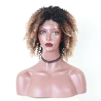 180 blonde afro kinky curly wigs colorful ombre lace front closure wig 4x4 short human hair wigs with baby hair brazilian hair