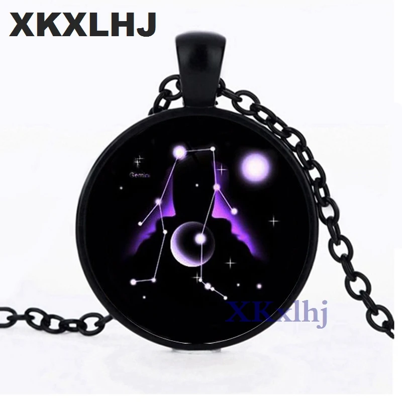XKXLHJ Hot 12 Star Zodiac Signs Constellation Necklace Horoscope Astrology Disc Pendant Women Statement Birthday Gift |
