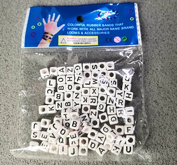 C beads 100pcs 200 шт./пакет Радуга эластичной резинкой черный, белый цвет для браслет лента с бисером вязаный Подвески пополнения посылка - Цвет: C beads 100pcs
