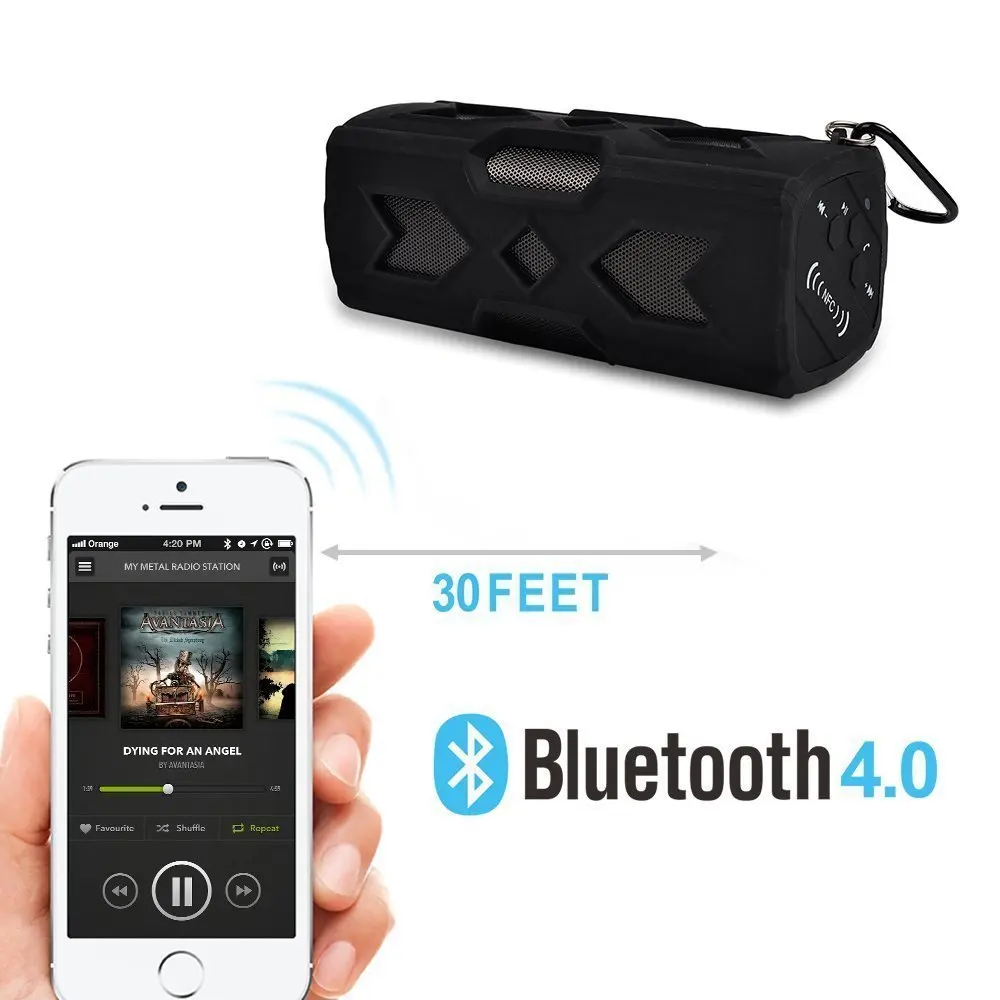 Водонепроницаемый Bluetooth динамик NFC 1800 мАч внешний аккумулятор ударопрочный