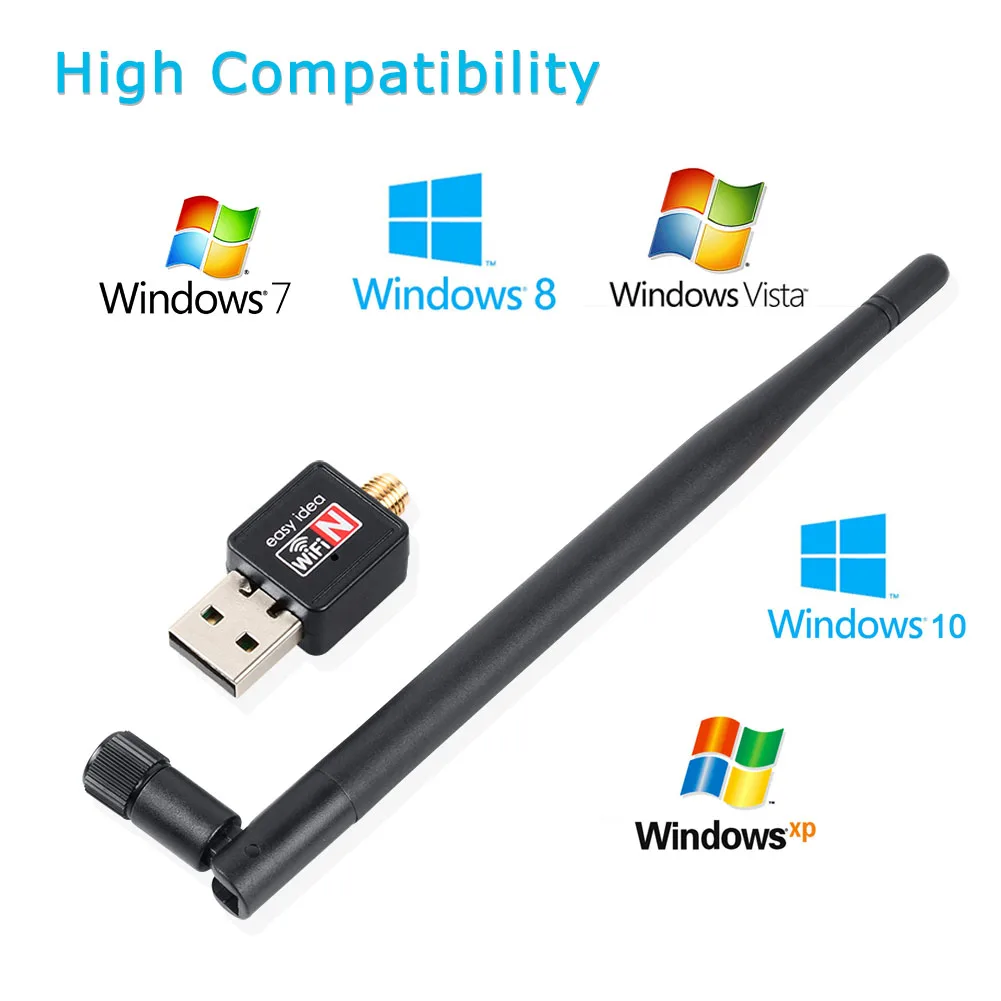 150 Мбит/с USB WiFi адаптер 2.4 ГГц 5dbi Wi Fi Телевизионные антенны 802.11b/G/N Мини Wi-Fi Dongle