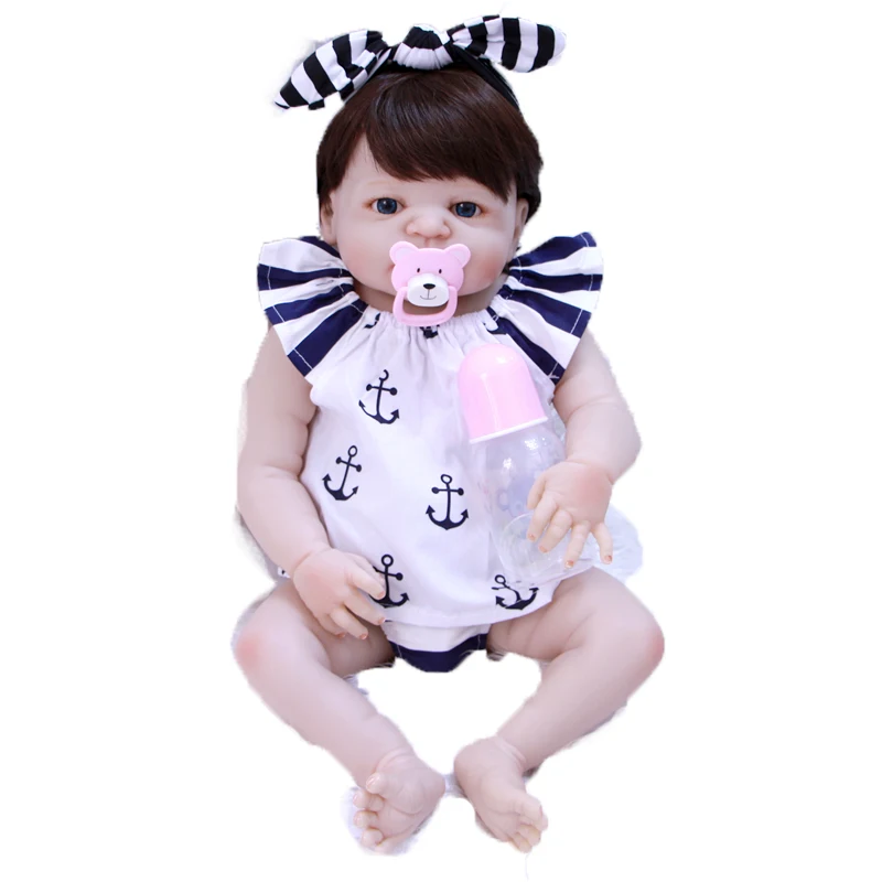 

55CM Full Silicone 22inch Reborn babies dolls bebe alive play house toy handmade vivid Xmas birthday gift bonecas toy hot sale