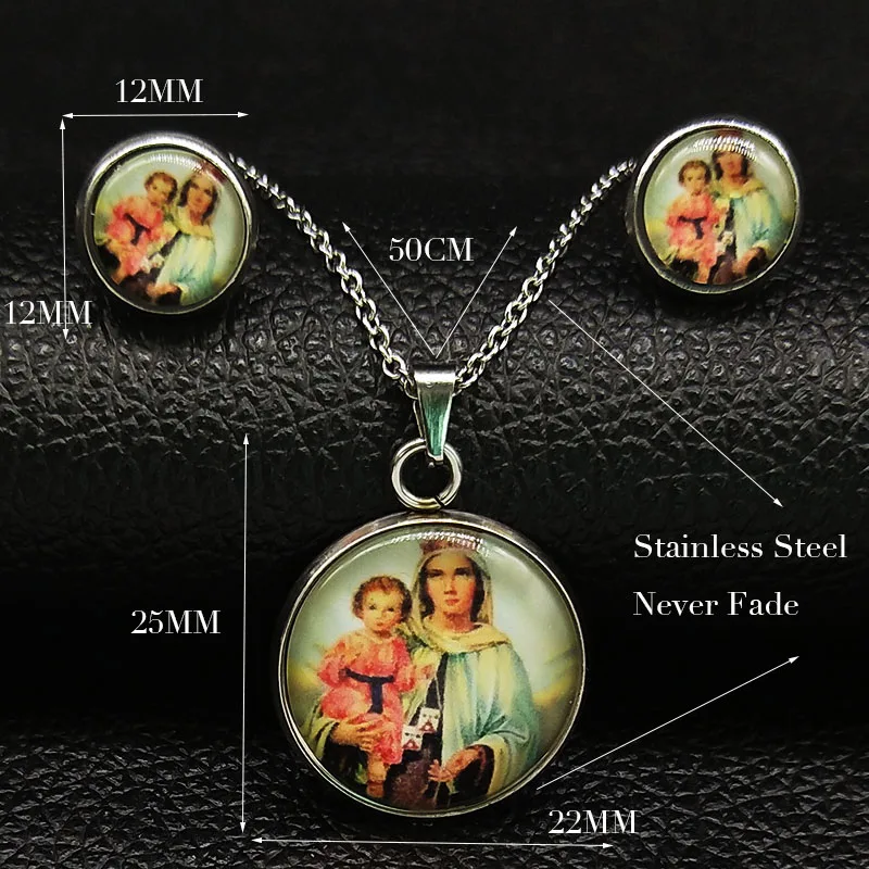 Набор украшений из нержавеющей стали ожерелье серьги цвет золото девственные