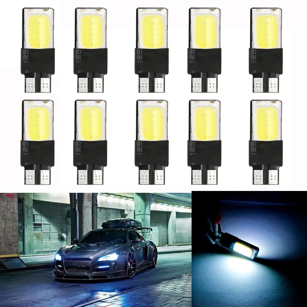 

Voiture 10 PCS T10 COB 6W W5W 194 168 LED Canbus sans erreur cote Wedge ampoule Auto plaque d'immatriculation lampe blanche 12V